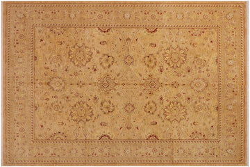 handmade Traditional Kafkaz Chobi Ziegler Tan Red Hand Knotted RECTANGLE WOOL&SILK area rug 9 x 12